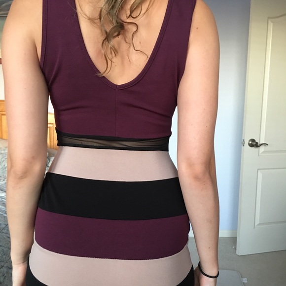 Striped Dress With Mesh - Picture 3 of 4